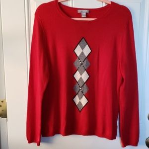 Charter Club Sweaters - CHARTER CLUB RED AND ARGYLE PRINT SWEATER SZ. L Charter Club Sweaters - CHARTER CLUB RED AND ARGYLE PRINT SWEATER SZ. L